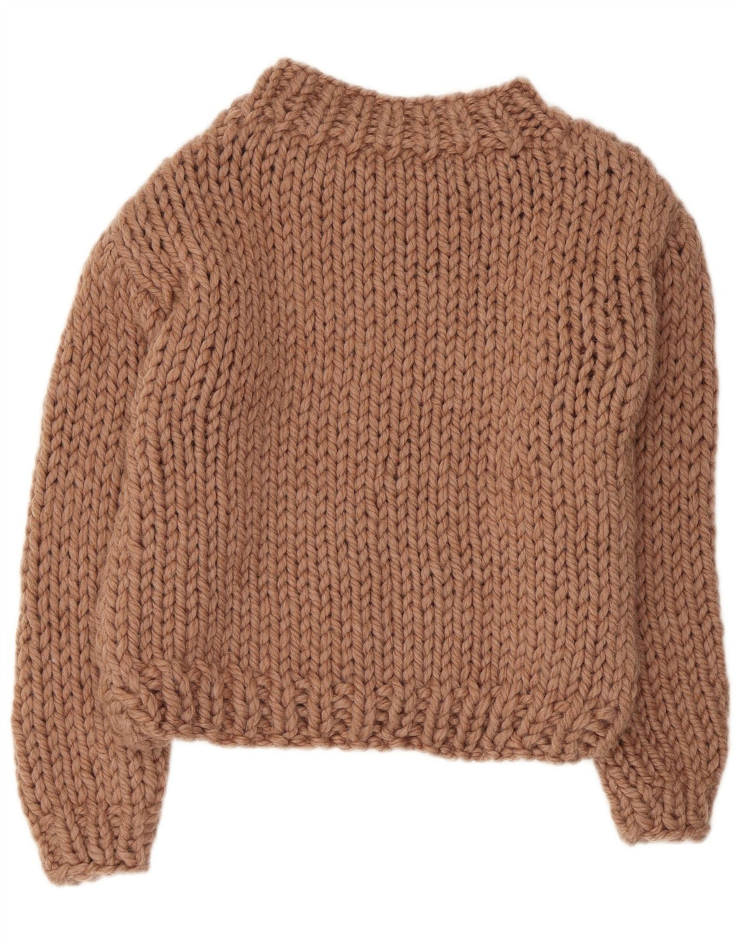 Maglione corto da donna vintage con collo dolcevita UK 14 Beige medio