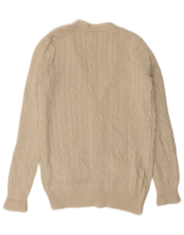 Maglione cardigan da donna Ralph Lauren UK 10 piccolo cotone bianco