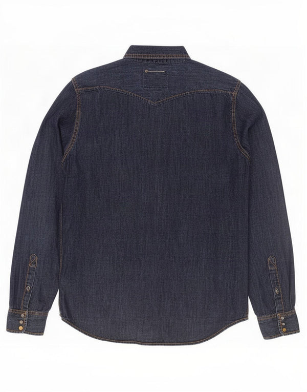 Camicia di jeans da uomo Diesel grande in cotone blu navy