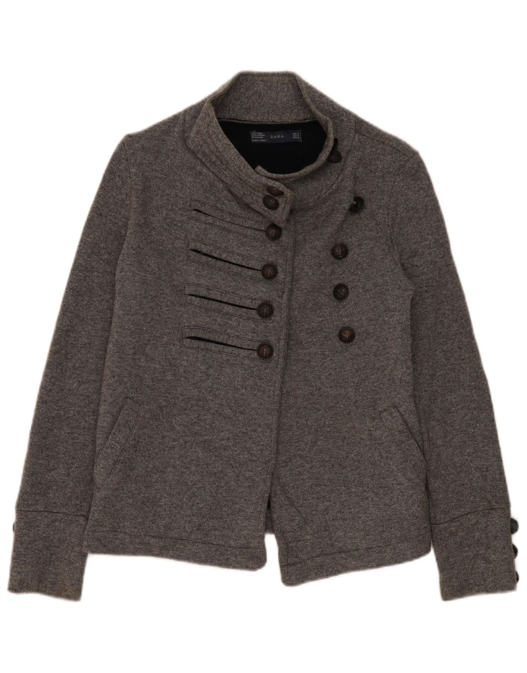 Giacca blazer doppiopetto da donna Zara UK 10 piccola lana grigia