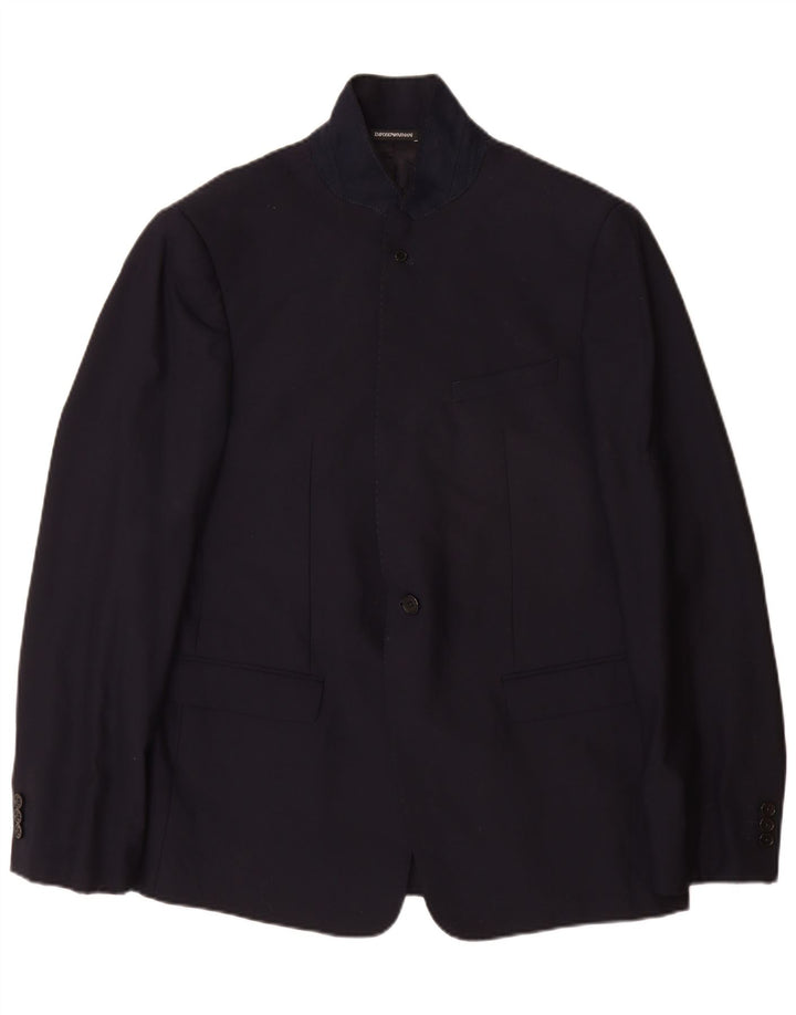 Giacca blazer da uomo a 2 bottoni Emporio Armani EU 56 2XL Lana vergine blu navy