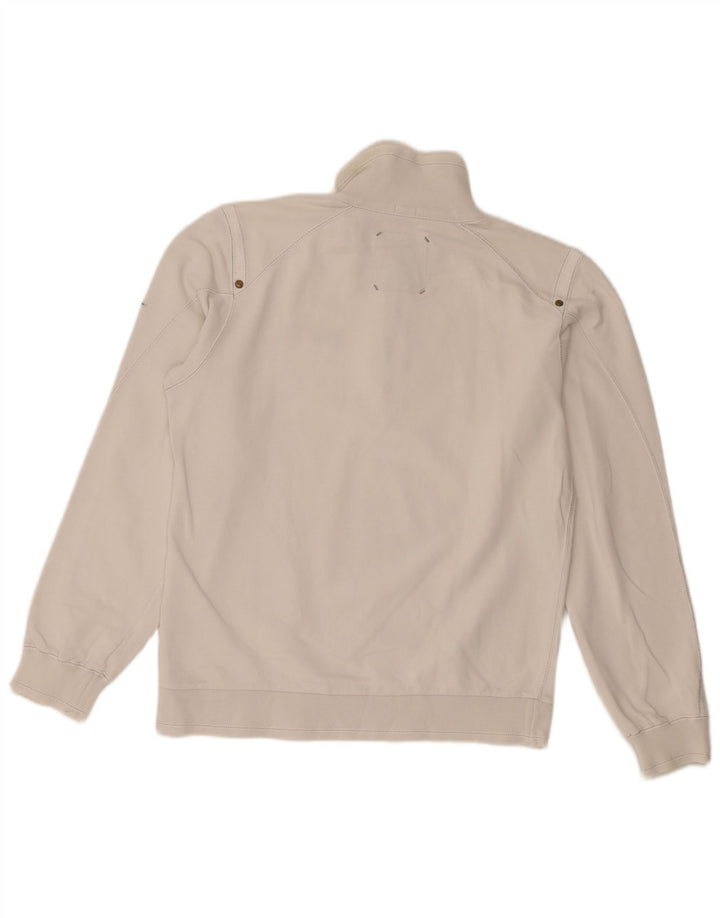 Felpa Champion da uomo con zip e collo, in cotone bianco medio