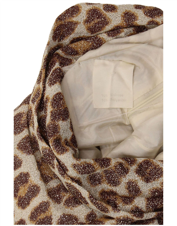 Abito lungo da donna vintage con maniche a 3/4 IT 42 Stampa animalier beige medio