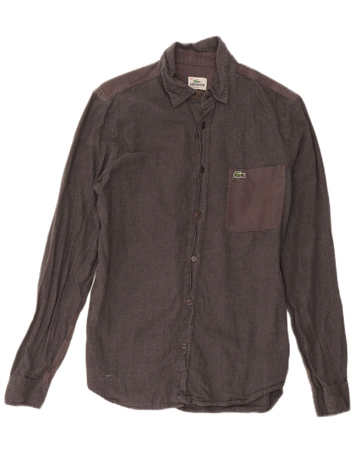 Camicia da uomo Lacoste taglia 38 piccola in cotone grigio