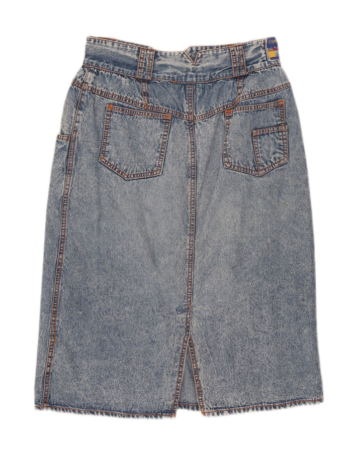 Gonna di jeans vintage da donna IT 42 media W28 cotone blu