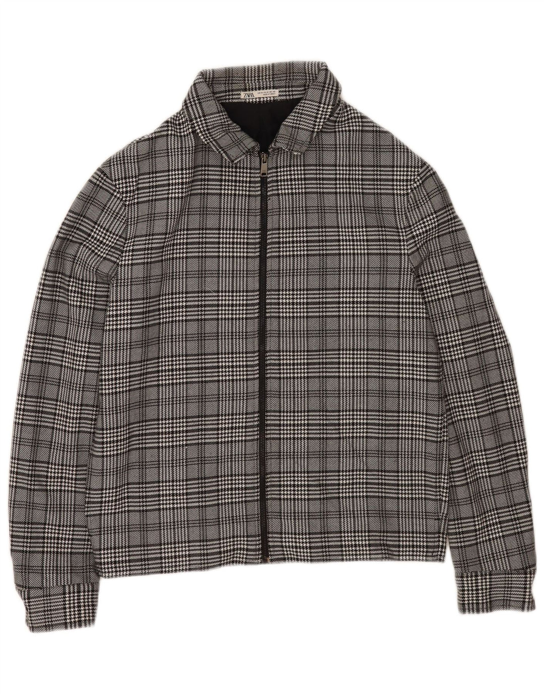 Giubbotto bomber da uomo Zara UK 38 Poliestere a quadri grigio medio