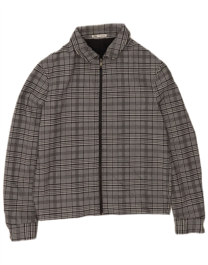 Giubbotto bomber da uomo Zara UK 38 Poliestere a quadri grigio medio