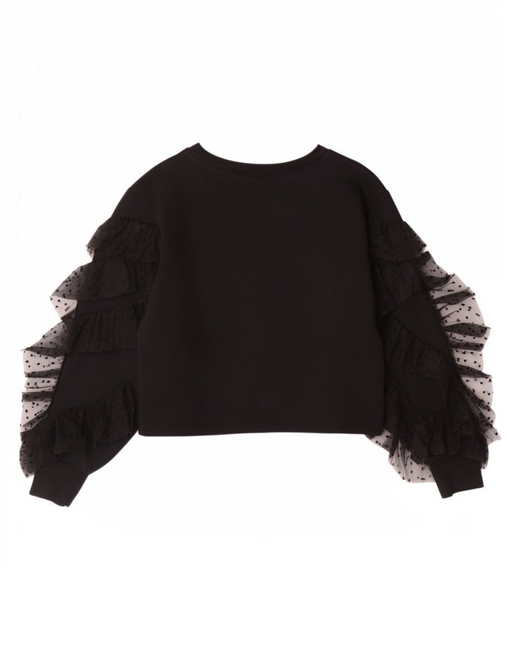 Top corto da donna Zara a maniche lunghe UK 10 piccolo cotone nero