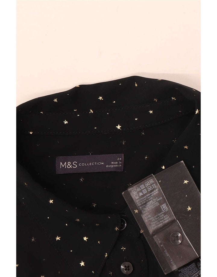 Camicetta camicia da donna Marks & Spencer UK 24 4XL Poliestere maculato nero
