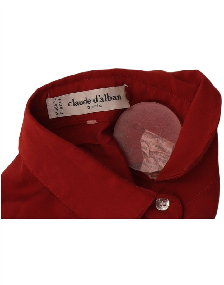 Camicetta camicia vintage da donna UK 14 grande poliestere bordeaux