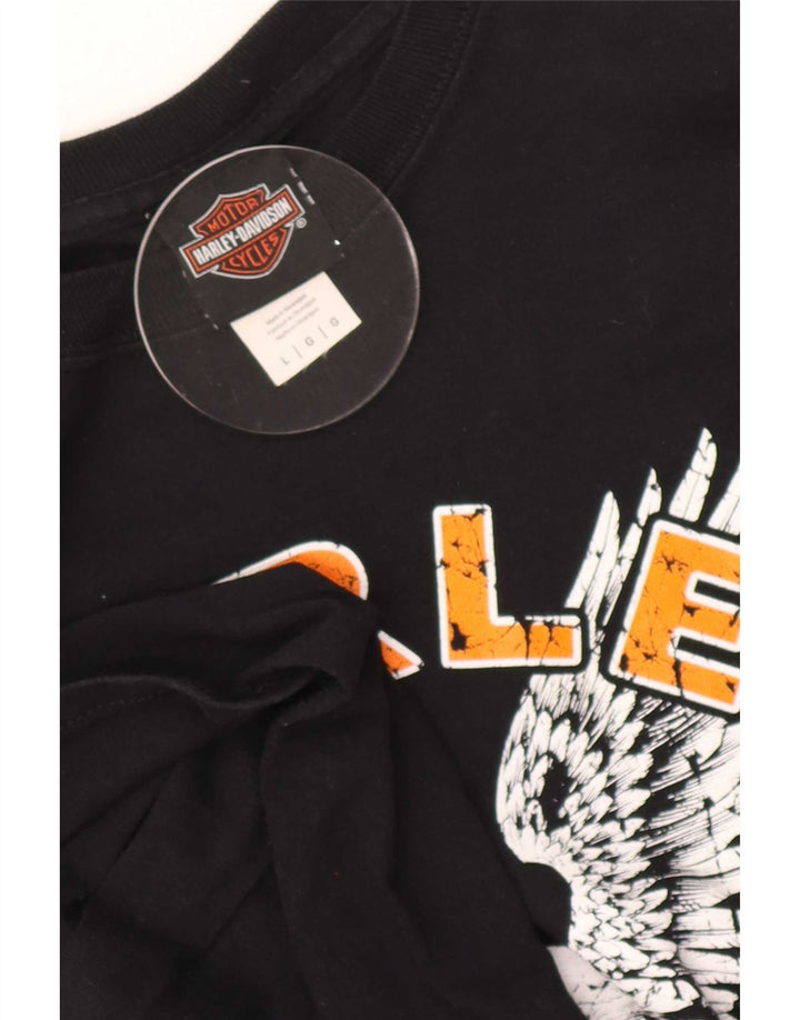 Harley Davidson Maglietta grafica da uomo a maniche lunghe grande in cotone nero
