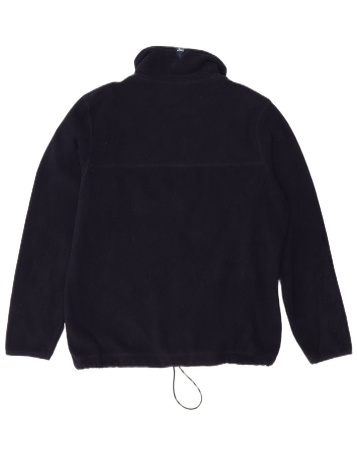 ASICS Womens Zip Neck Fleece Jumper UK 14 Medium Navy Blue Polyester