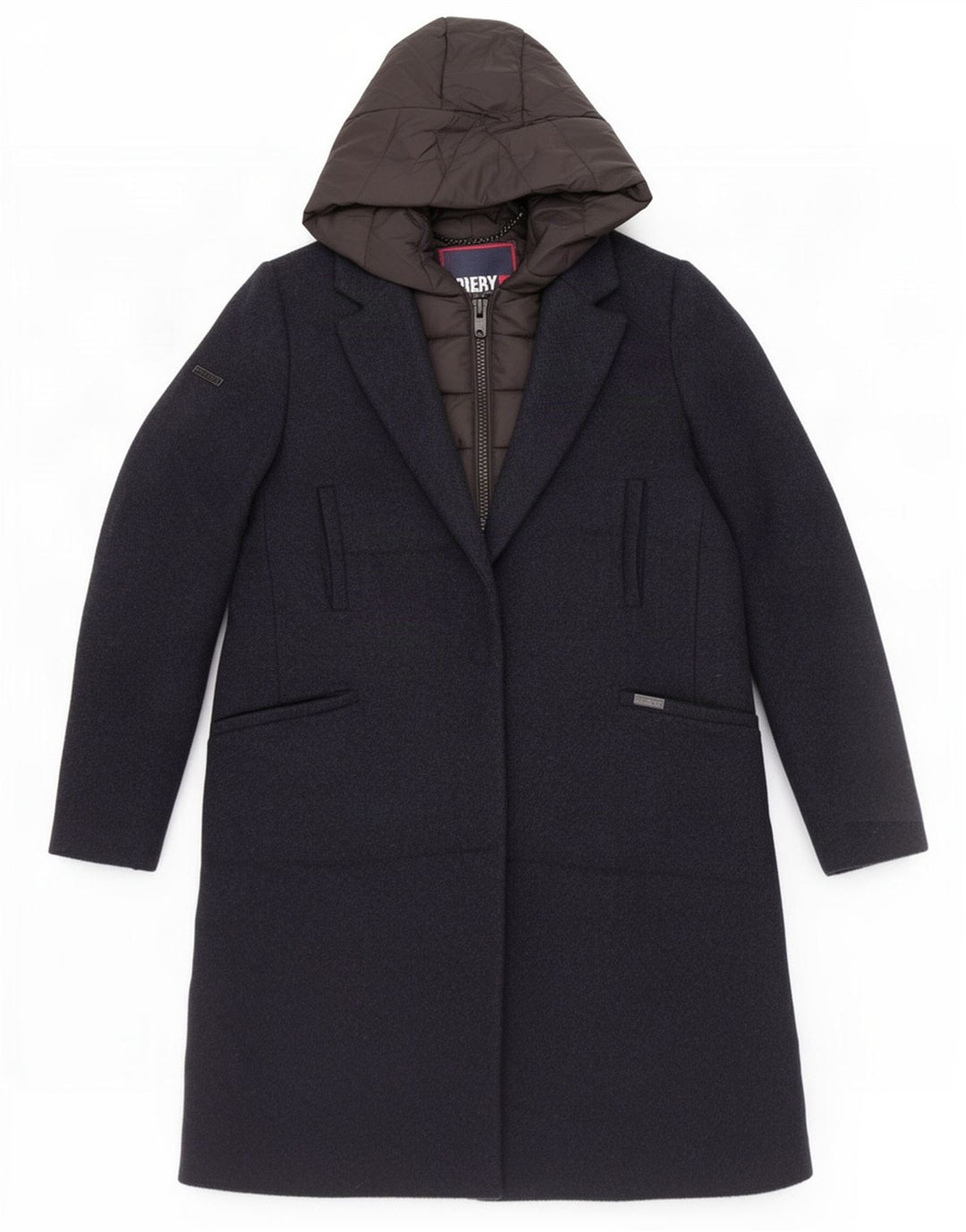 Cappotto imbottito con cappuccio da donna Superdry UK 10 Small poliestere blu navy