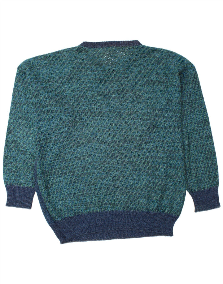 Maglione maglione girocollo da uomo FIUME IT 52 Acrilico a righe grandi blu