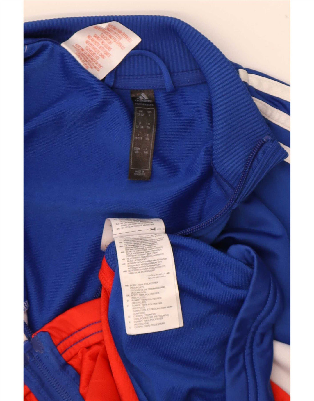Giacca da tuta da ragazzo Adidas 13-14 anni in poliestere color block blu