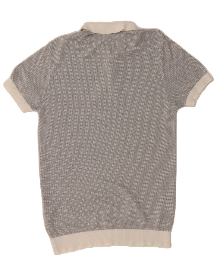 ZARA Mens Short Sleeve Polo Neck Jumper Sweater Medium Grey Viscose Vintage Zara and Second-Hand Zara from Messina Hembry 