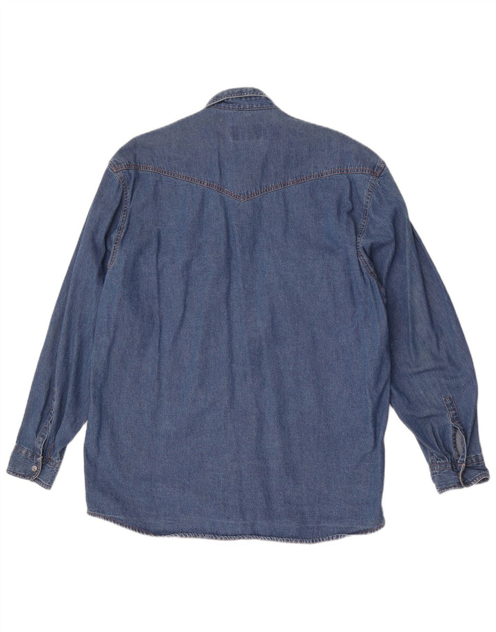 Camicia di jeans da uomo del progetto europeo Cotone blu medio