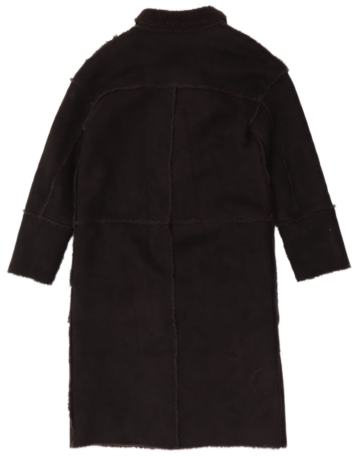 Cappotto Sherpa vintage da donna UK 12 medio nero