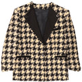 Giacca blazer vintage da donna a 1 bottone UK 16 grande pied de poule nero