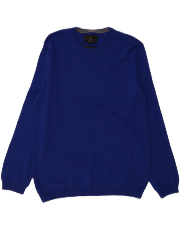 Maglione maglione girocollo da uomo Marks & Spencer grande lana blu