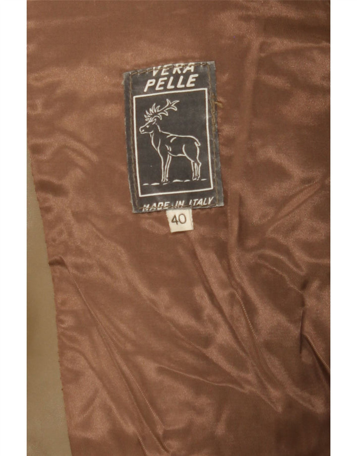 VINTAGE Womens Oversized Leather Jacket IT 40 Small Brown Leather Vintage Vintage and Second-Hand Vintage from Messina Hembry 