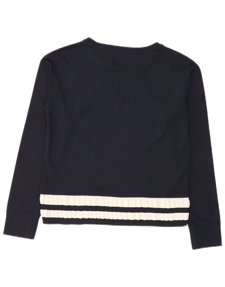 Tommy Hilfiger Donna Top Manica Lunga UK 10 Piccolo Blu Navy a Righe