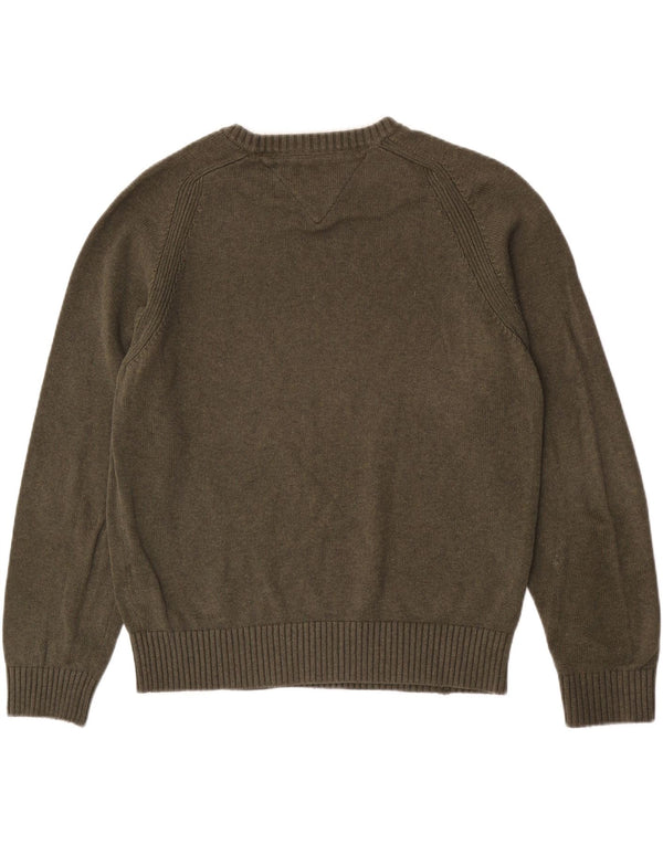 Maglione maglione girocollo da uomo Tommy Hilfiger grande cotone kaki