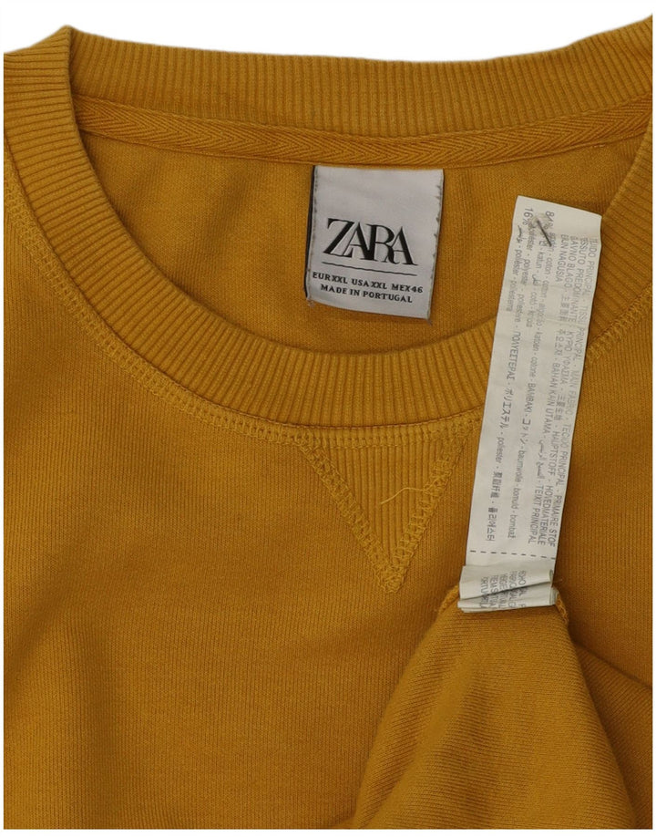Felpa Zara Uomo Maglione 2XL Cotone Giallo
