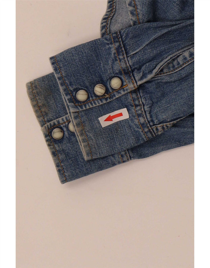 Camicia in denim da uomo Lee grande in cotone blu