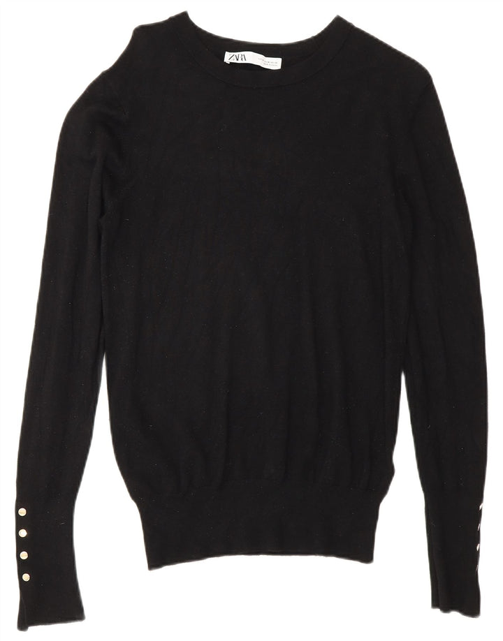 Maglione Zara da donna con scollo a barca UK 14 viscosa nera media