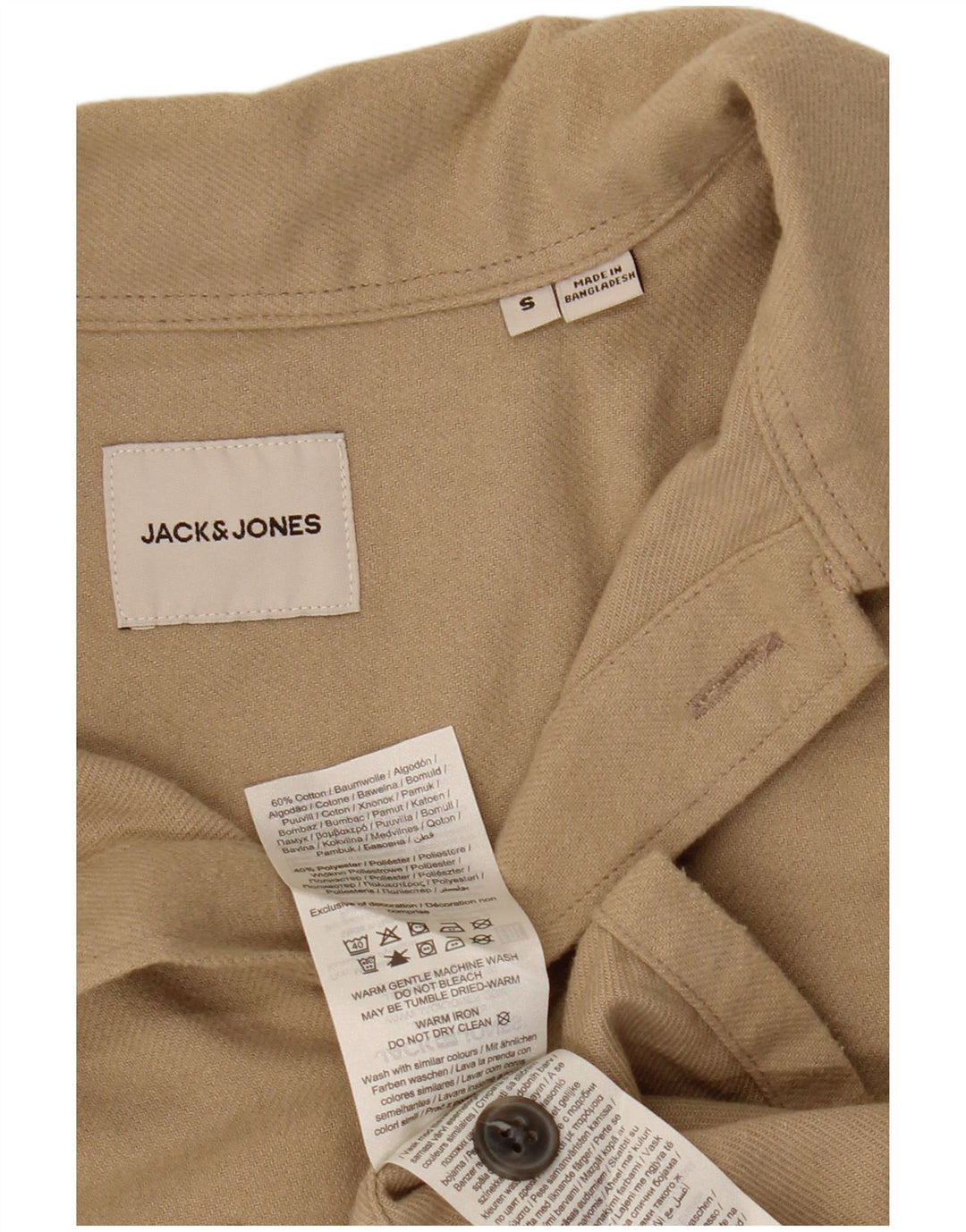 JACK & JONES Camicia da uomo in flanella piccola in cotone beige