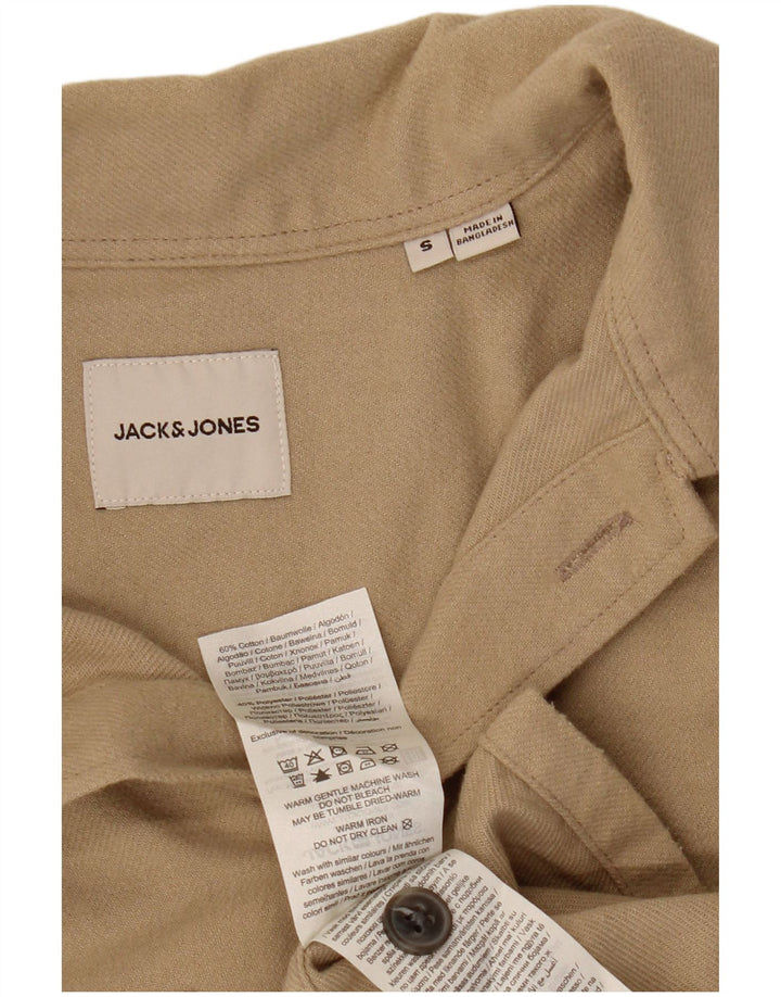 JACK & JONES Camicia da uomo in flanella piccola in cotone beige