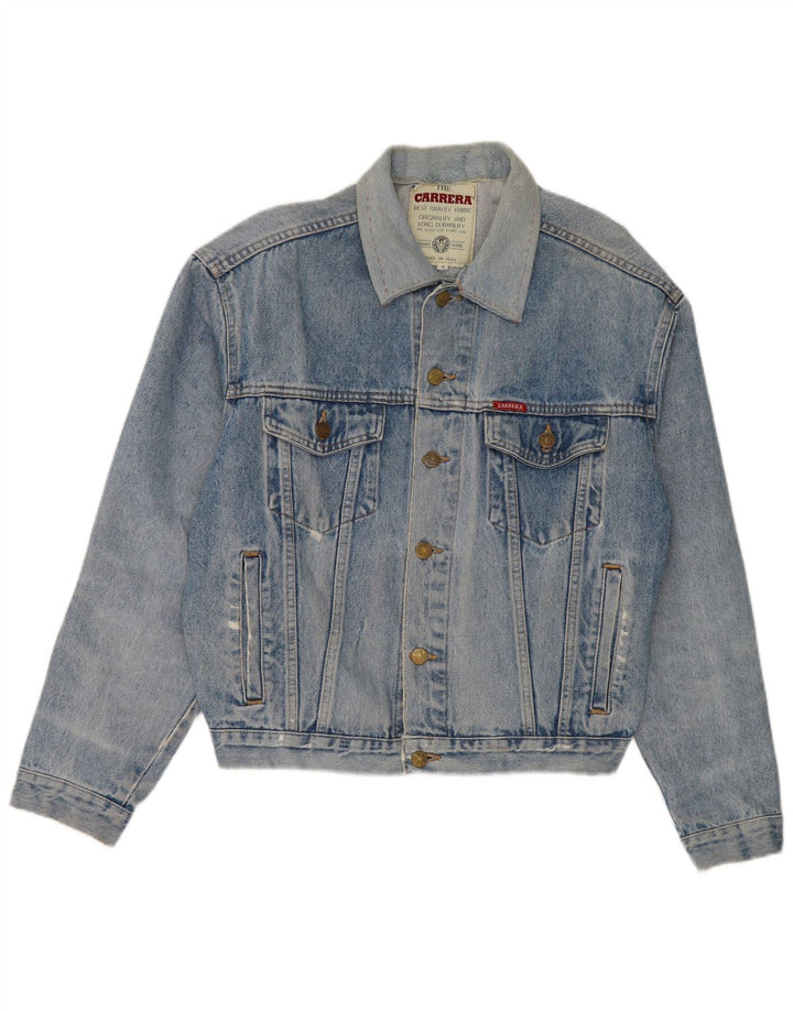Giacca da uomo in denim invecchiato Carrera UK 36 piccolo cotone blu