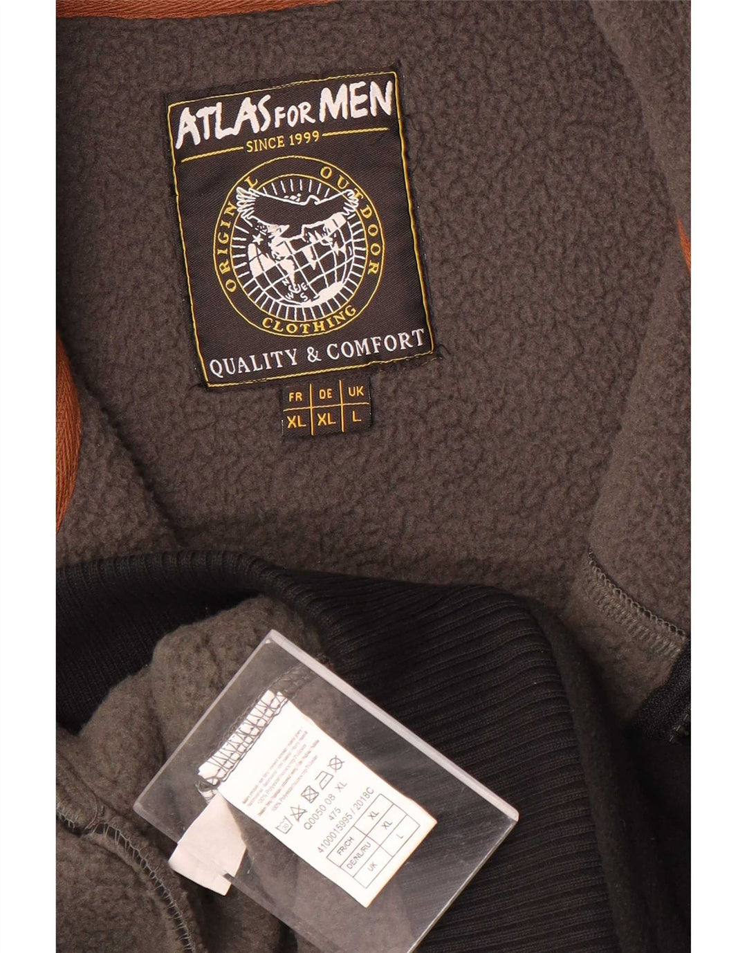 Atlas For Men Giacca in pile da uomo grande in poliestere color block nero
