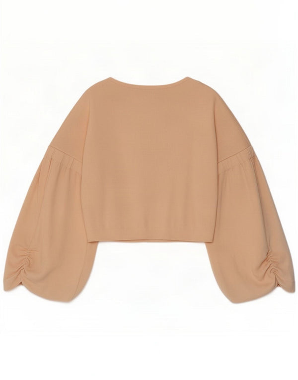 Zara Camicetta corta a maniche lunghe da donna UK 10 Small Rosa