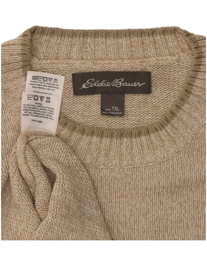 EDDIE BAUER Maglione girocollo da uomo XL in cotone beige