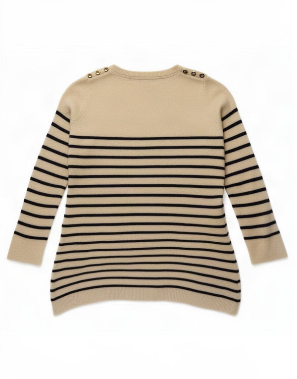 Maglione maglione con scollo a barca da donna John Lewis UK 10 piccolo a righe bianco sporco