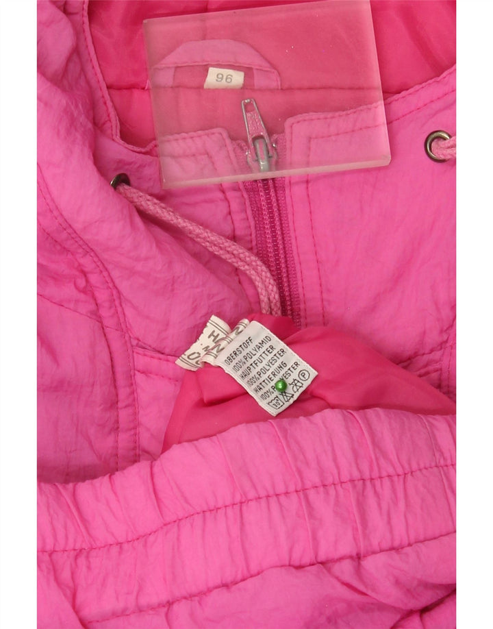 Giacca imbottita oversize con cappuccio da donna vintage UK 24 4XL rosa poliammide