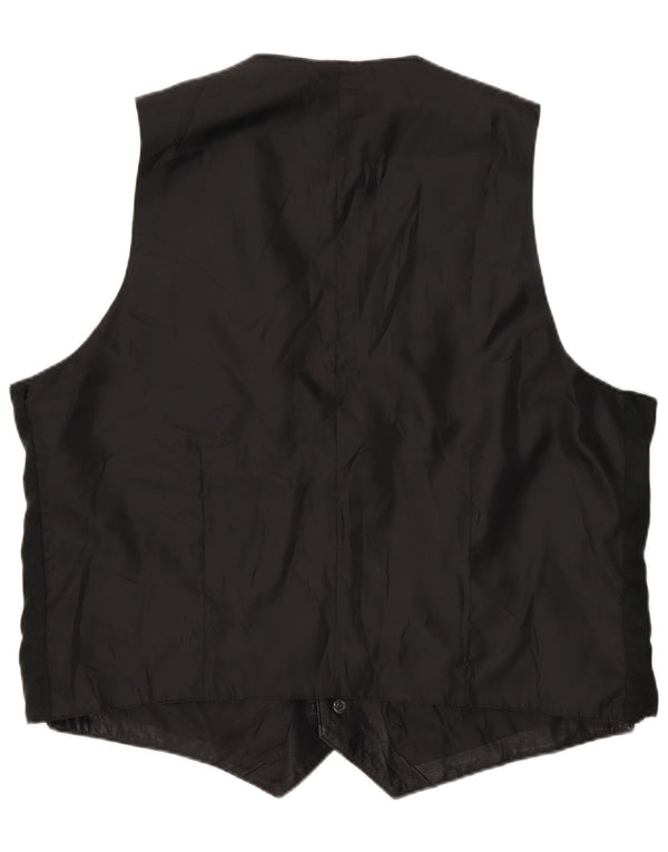 Gilet in pelle da uomo vintage medio nero