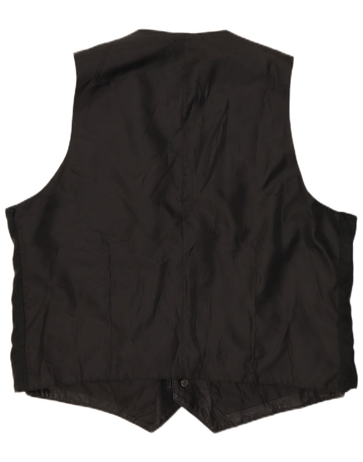 Gilet in pelle da uomo vintage medio nero