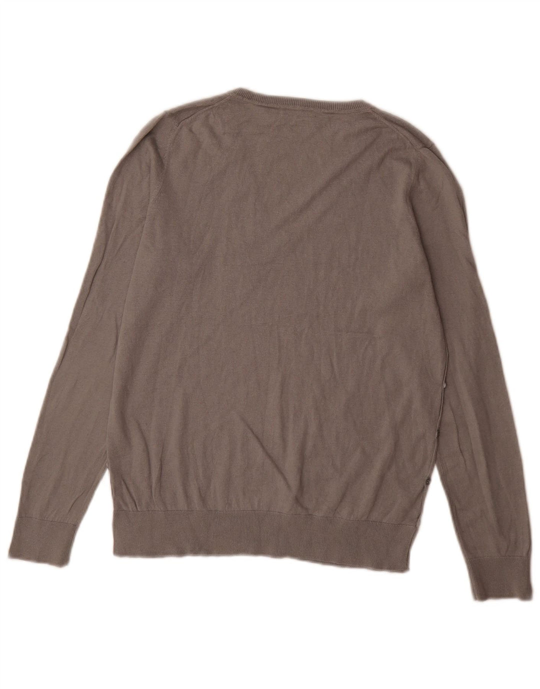Maglione maglione con scollo a V da donna Massimo Dutti UK 14 Seta grigio medio