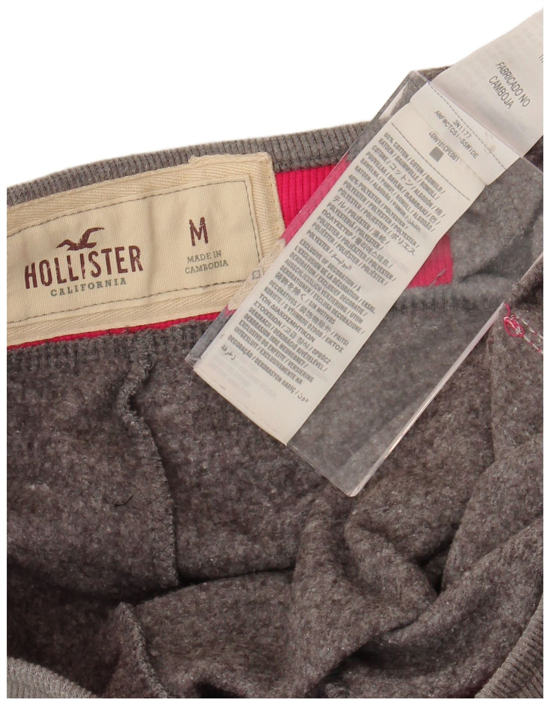 Pantaloni da tuta con grafica HOLLISTER da donna UK 14 Cotone grigio medio