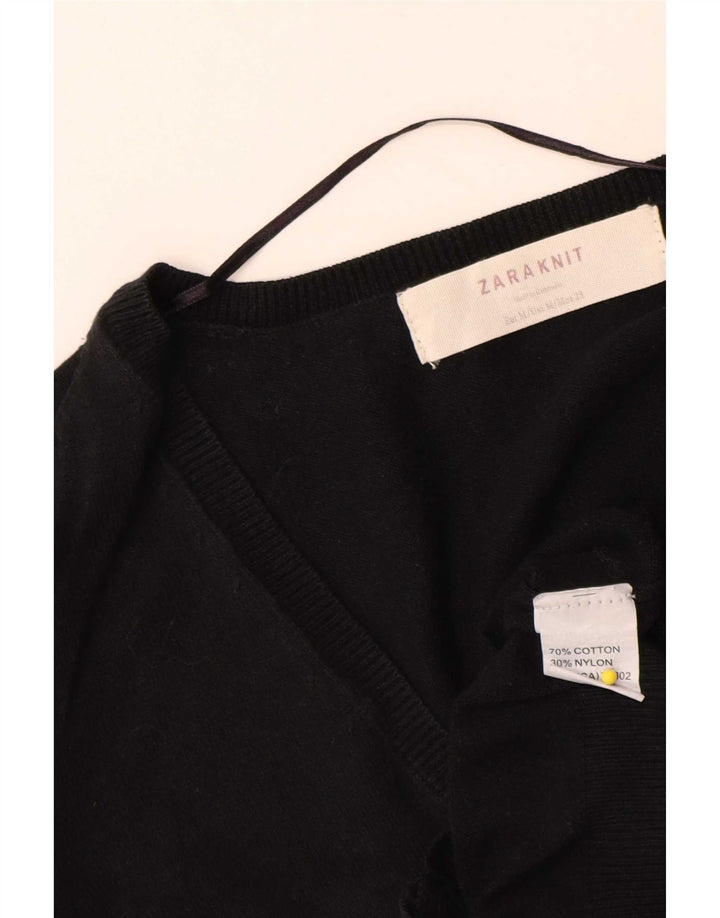 Maglione cardigan da donna Zara UK 12 cotone nero medio