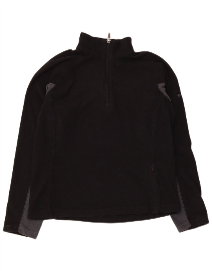 Maglione in pile Columbia da donna con collo e zip UK 10 piccolo poliestere nero