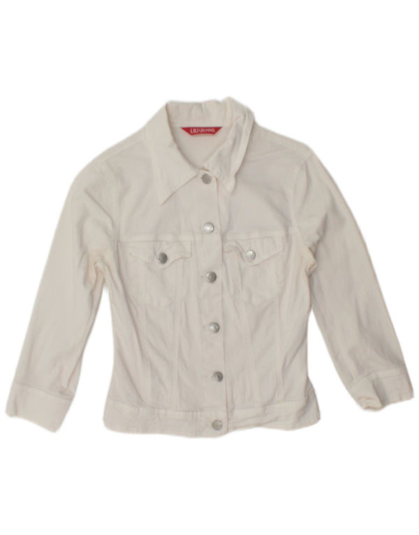 Giacca in denim con maniche a 3/4 corta da donna Liu Jo UK 6 XS cotone bianco
