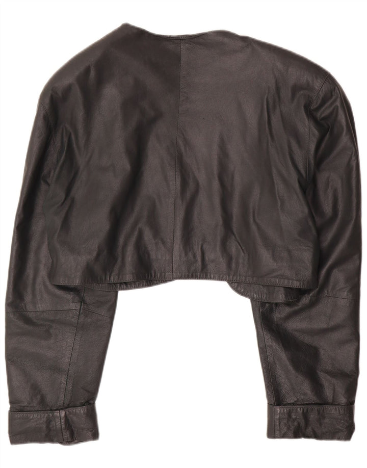 Giacca Bolero in pelle da donna VINTAGE UK 14 Verde medio