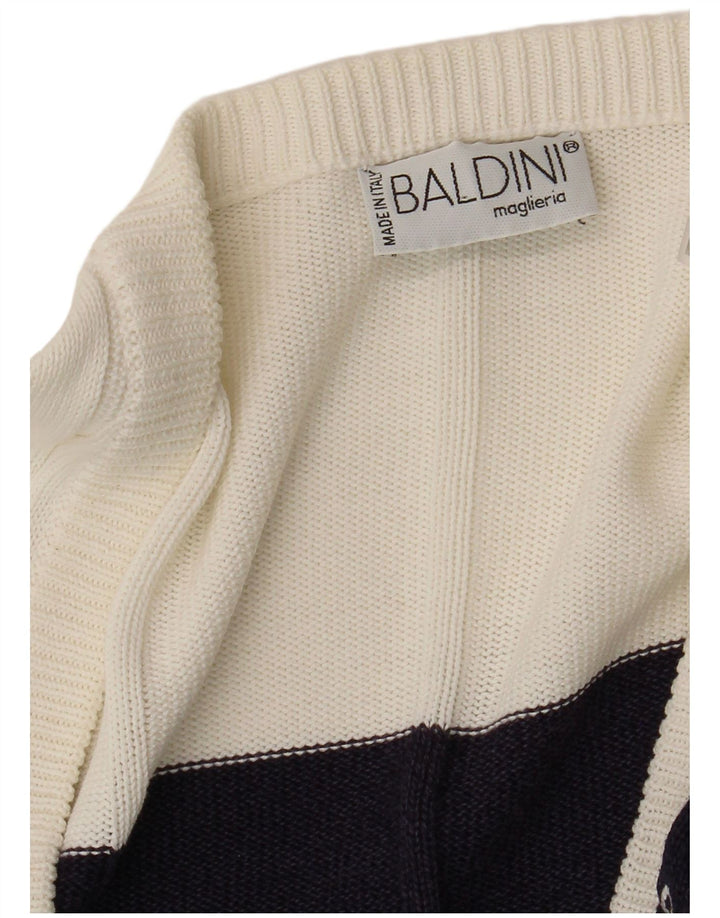Maglione cardigan da donna Baldini UK 16 Large White Striped