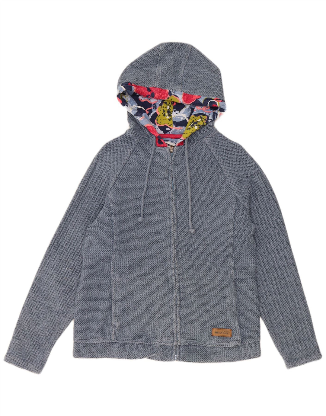 Maglione con cappuccio e zip da donna Weird Fish UK 12 Cotone blu medio