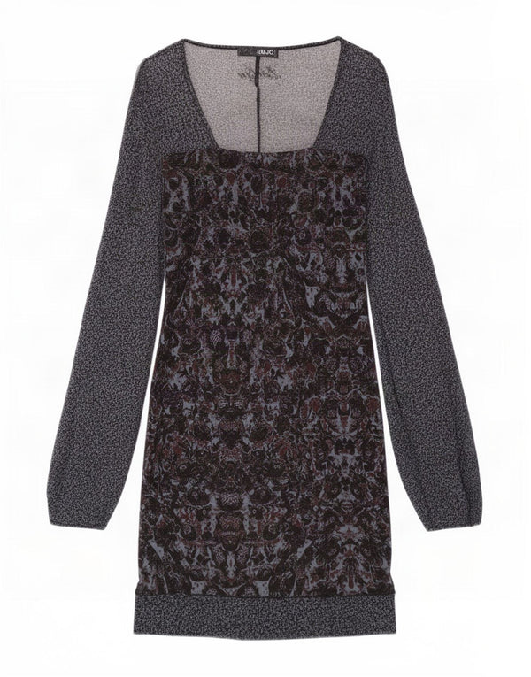 Abito tubino trasparente a maniche lunghe da donna Liu Jo UK 4 XS grigio floreale