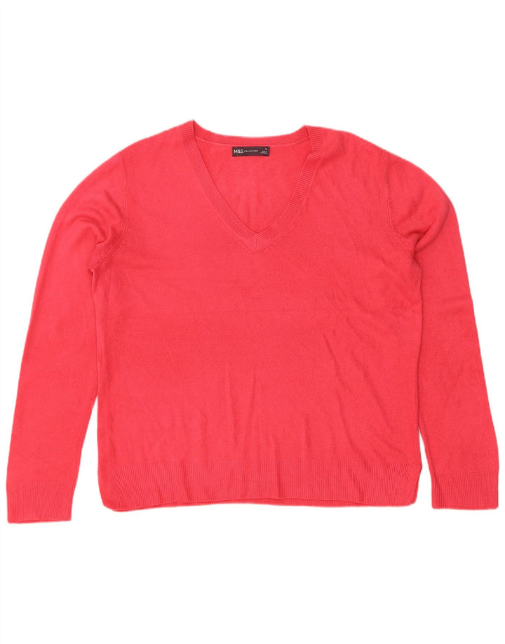 Maglione maglione con scollo a V da donna Marks & Spencer UK 14 grande rosso